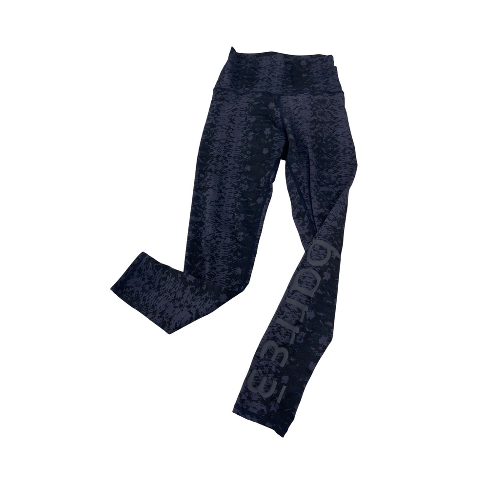 Barre3 Womens High Waisted Snakeskin Leggings Navy Blue Logo Small‎ I03
